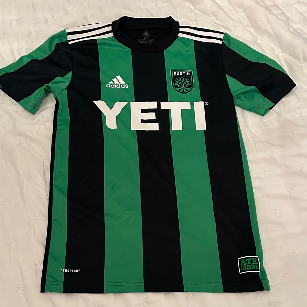 Adidas Striped Green and Black Austin FC Jersey from 2021